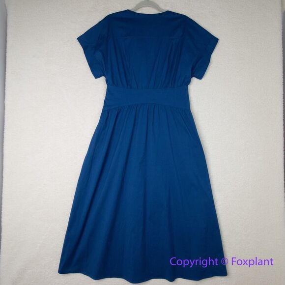 New! White House Black Market Short Sleeve Collar Poplin Midi Dress, size S - Picture 11 of 16